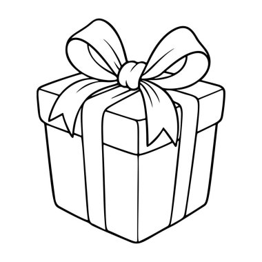 El çizimi hediye kutusu çizimi taslak simgesi. siyah ve beyaz izole edilmiş ikon. Boyama sayfası, sanat terapisi, çizgi sanatı, logoti. Vektör illüstrasyonu