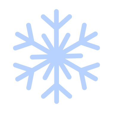 Geometrik kar tanesi tasarımı mavi çizgi simetrik şekil. Renkli düz stil vektör çizimi. Kış dekorasyonu, tatil tasarım unsurları, şenlikli grafikler ve mevsimlik kutlama temaları için ideal.