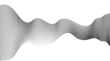 Beyaz duvar kağıdı üzerinde siyah kavisli şerit (Mobius dalgası), soyut vektör arkaplanı.