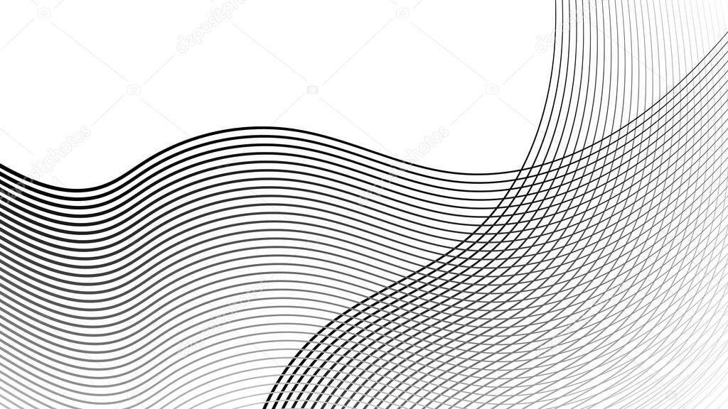 Black curved line stripe on white background, Mobius wave, Abstract vector backgrounds.