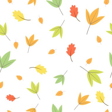 Sonbahar pürüzsüz desen, beyaz arkaplanda sonbahar yaprakları, soyut yaprak dokusu.