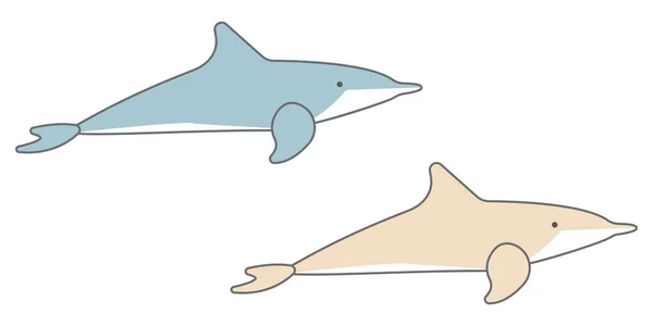 Lindo Personaje Dibujos Animados Dolphin Vector Ilustración Delfín — Vector de stock