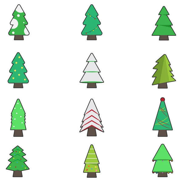 Conjunto Árvore Natal Formato Vetorial Eps10 — Vetor de Stock