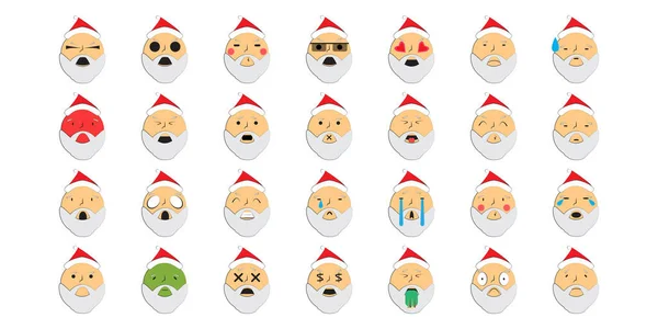 Boldog Karácsonyt Mikulás Emoji Készlet Mikulás Emoji — Stock Vector