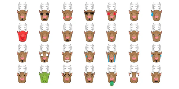 Mutlu Noeller Emoji Seti Ren Geyiği Emojisi — Stok Vektör