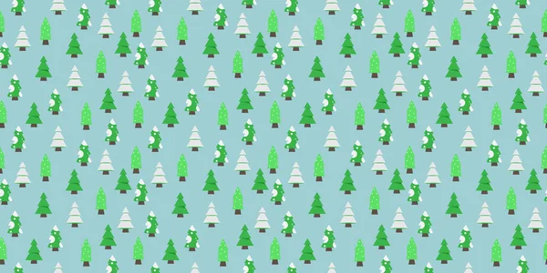 Frohe Weihnachten Nahtlose Muster Weihnachtsbaum Auf Blauem Hintergrund — Stockvektor