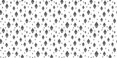 Kripto para birimi kusursuz desen, Ethereum logosu beyaz arka planda..