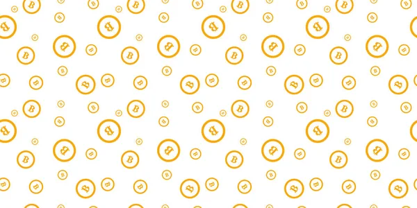 Cryptogeld Naadloos Patroon Kleurrijke Bitcoin Logo Witte Achtergronden — Stockvector
