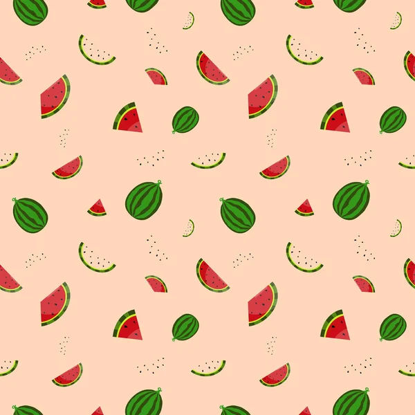 Frukt Sömlöst Mönster Vattenmelon Rosa Tapet — Stock vektor