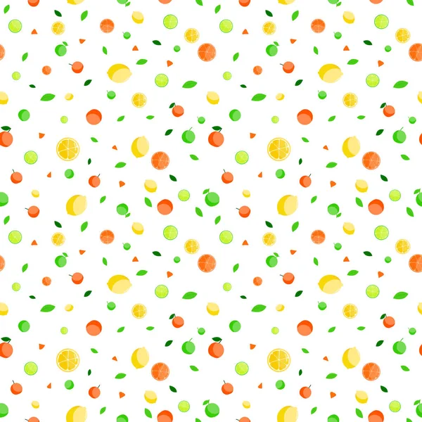 Fruchtnahtloses Muster Limettenorange Und Zitrone Auf Weißer Tapete — Stockvektor