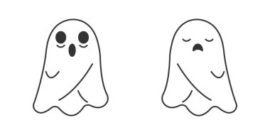 Cadılar Bayramı karakterleri seti, şirin hayalet vektör seti.