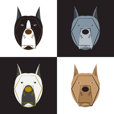 Köpek pürüzsüz desen, siyah & beyaz arkaplanda Pitbull, Köpek simgeleri.