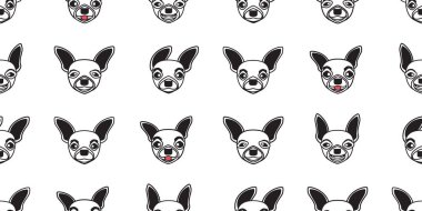 Köpek pürüzsüz desen, beyaz arka planda Chihuahua, köpek simgeleri.