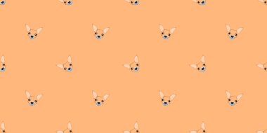 Köpek pürüzsüz desen, turuncu arka planda Chihuahua, köpek simgeleri.