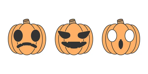Sada Halloweenských Dýňových Znaků Ghost Znak Cartoon Ilustrační Eps10 Vektorový — Stockový vektor