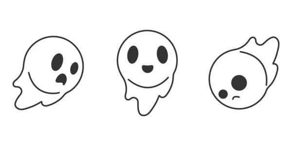 Set Halloween Characters Cute Ghost Vector Set — Stock Vector