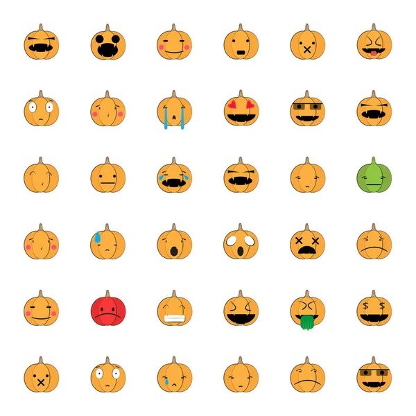 Frohes Halloween Emoji Set Teufelskürbisgesicht Emoji — Stockvektor