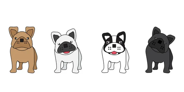 Set Cute Cartoon Dog French Bulldog Vector Dog Set — Stock Vector