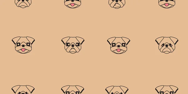 솔기없는 Pug 아이콘 — 스톡 벡터