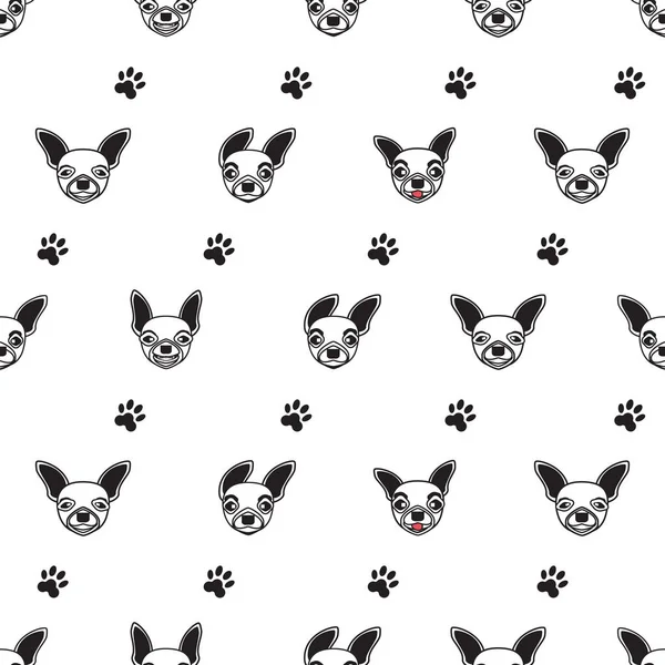 Patrón Sin Costuras Perro Chihuahua Sobre Fondo Blanco Iconos Perro — Vector de stock