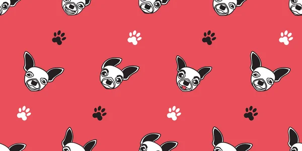 Nahtloses Muster Für Hunde Chihuahua Auf Rotem Hintergrund Hundesymbole — Stockvektor