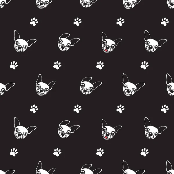 Безшовный Рисунок Собаки Чихуахуа Темном Фоне Иконки Собаки — стоковый вектор