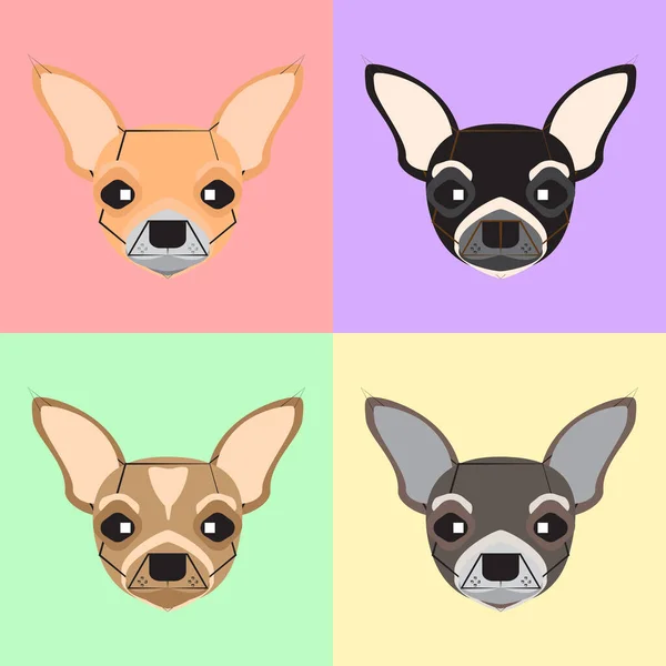 Patrón Sin Costuras Para Perros Chihuahua Sobre Fondo Colorido Iconos — Archivo Imágenes Vectoriales