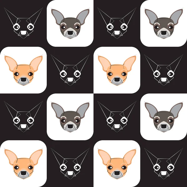 Pes Bezešvé Vzor Chihuahua Černobílém Pozadí Psí Ikony — Stockový vektor