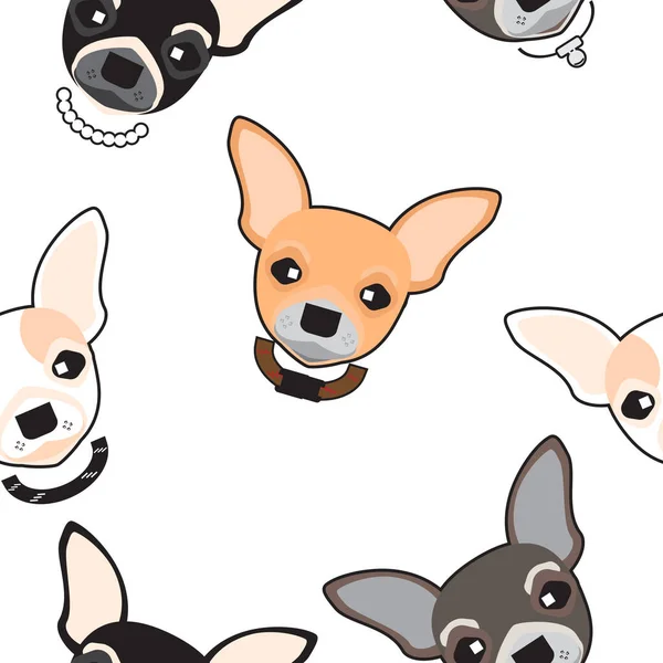 Patrón Sin Costuras Perro Chihuahua Sobre Fondo Blanco Iconos Perro — Vector de stock