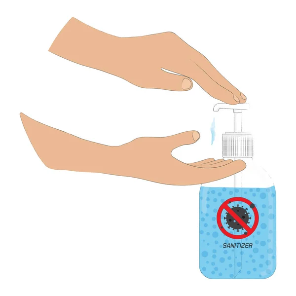 Lavati Mano Con Disinfettante Mani Gel Alcolico Prevenire Coronavirus Covid — Vettoriale Stock