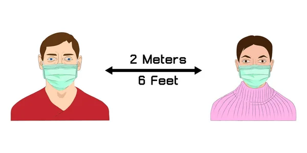 Menjaga Jarak Sosial Mencegah Penyebaran Virus Dan Infeksi Jarak Tidak - Stok Vektor