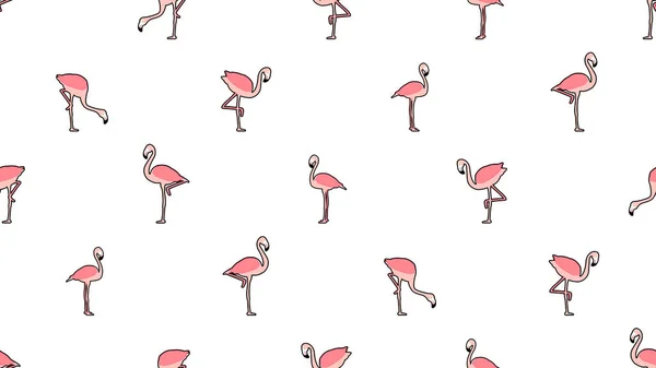 Fågel Sömlöst Mönster Flamingo Vit Tapet — Stock vektor