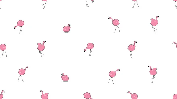 Fågel Sömlöst Mönster Söt Flamingo Vit Tapet — Stock vektor