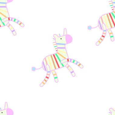 Tek boynuzlu at deseni, Gökkuşağı Tekboynuzları beyaz arka planda.