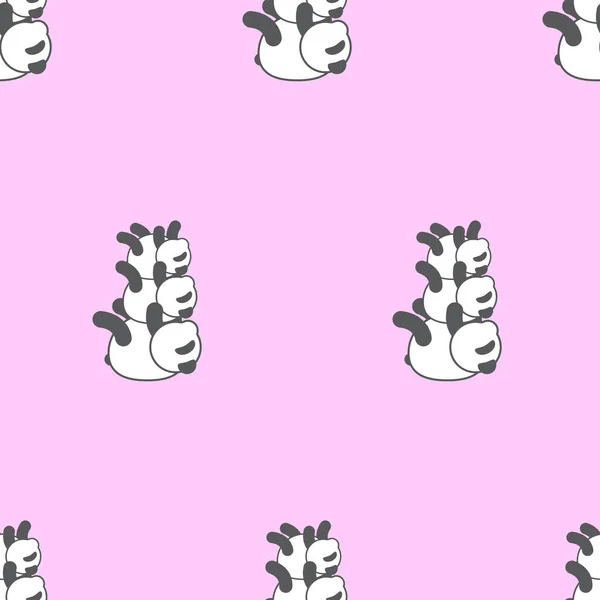 Panda Motif Sans Couture Mignon Pandas Sur Fond Rose — Image vectorielle