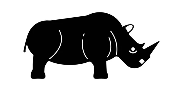 Cute Rhino Silhouette Vector Illustration Rhino — 스톡 벡터