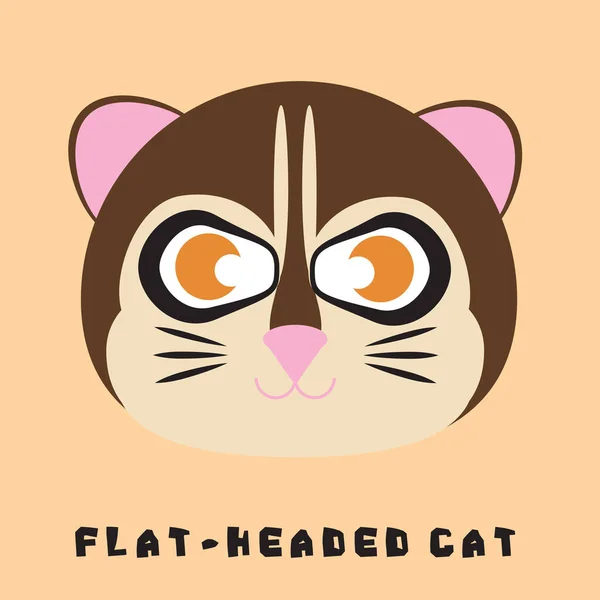Cartoon Illustration Tiger Face Flat Headed Cat Eps10 Vector Format — Stock Vector