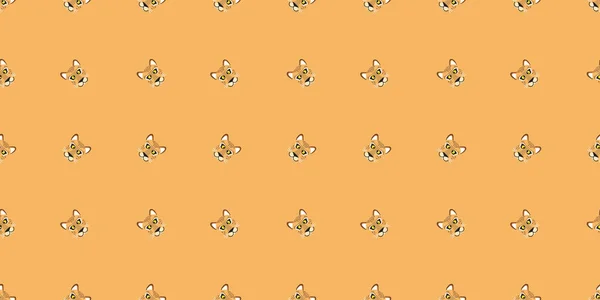 Zvíře Divoká Kočka Bezešvé Vzor Cartoon Leopard Tvář Oranžovém Pozadí — Stockový vektor
