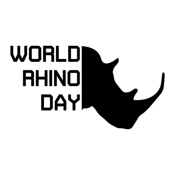 世界のためのイラストRhinoの日9月22日毎年 最小限のRhinoのロゴイラスト カード バナー エンブレムのための素晴らしい — ストックベクタ