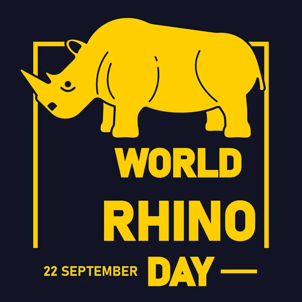 Illustration Zum Welt Nashorn Tag September Jedes Jahres Minimal Rhino — Stockvektor
