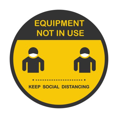 COVID-19 virüsü, Yeni normal kavram, imza ve sembol COVID-19 illüstrasyonunu önlemek için fitness alanlarında sosyal mesafeyi desteklemek amacıyla 