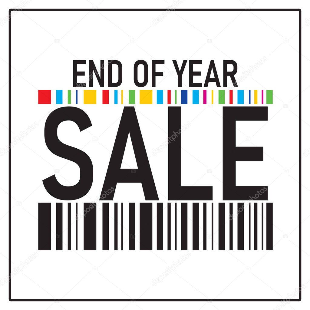 End of year sale abstract barcode background, Vector Banner for shop.