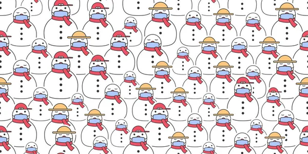 Frohe Weihnachten Nahtlose Muster Cute Snowman Cartoon Figur Tragen Eine — Stockvektor