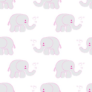 Fil pürüzsüz desen, beyaz arkaplanda şirin fil..