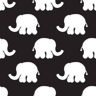 Fil desensiz, beyaz fil desenli koyu arkaplan..