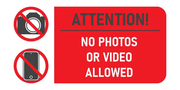 写真やビデオは許可されていません標識 孤立イラスト画像 — ストックベクタ