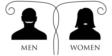 Şık tuvalet işareti, vektör çizimleri izole.