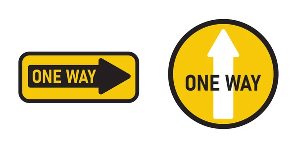 Set One Way Sign Vector Illustrations Isolated — Stock Vector