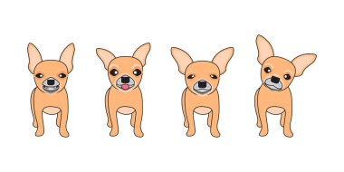 Bir dizi köpek çizgi film karakteri ve bir Chihuahua, vektör köpek seti..