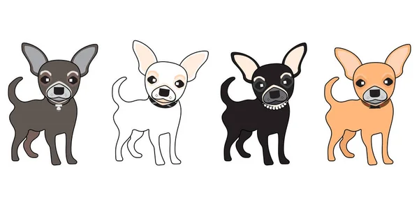 Set Dog Cartoon Character Chihuahua Vector Dog Set — Stock Vector
